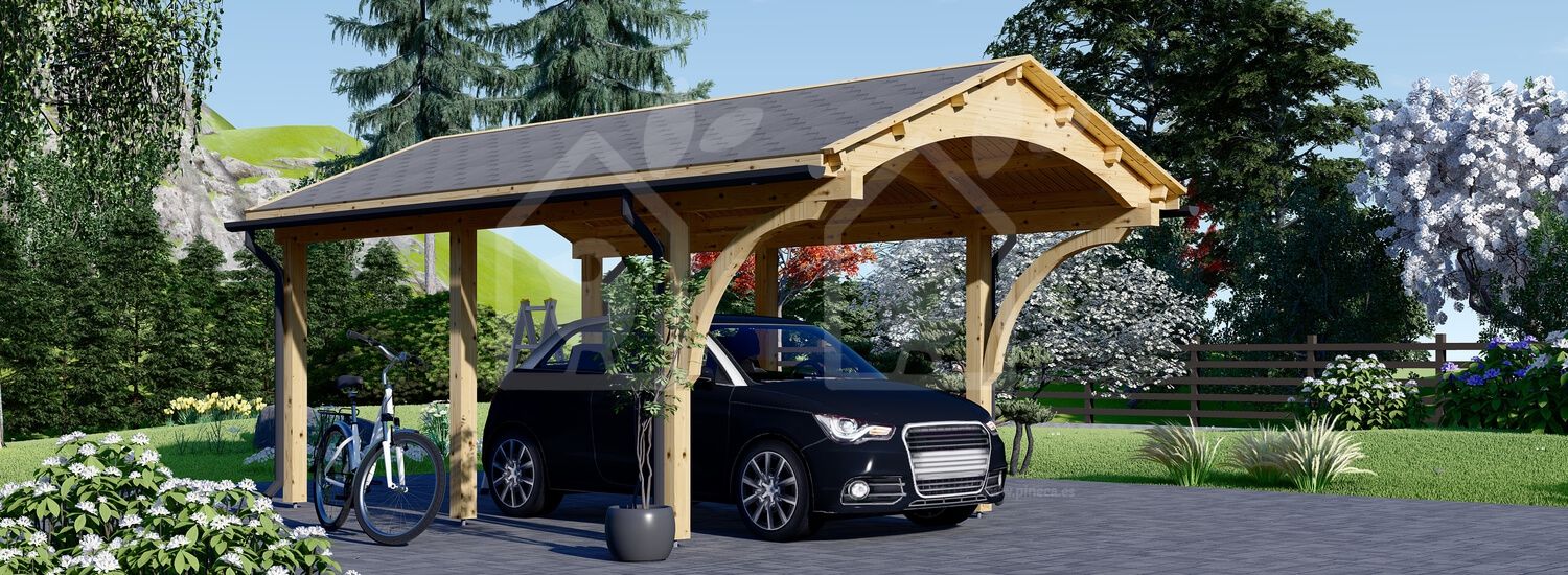 Telheiro para 1 carro em madeira BETSY, 3.6x6 m, 20 m² visualization 1