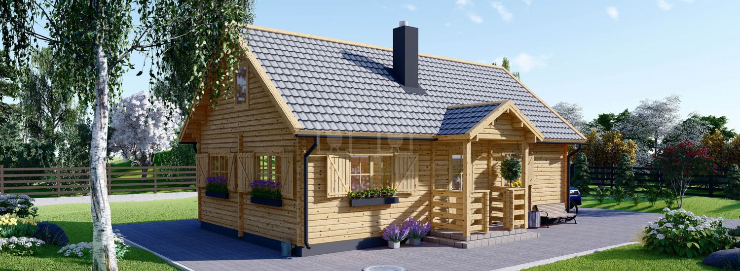 Casa de madeira pré-fabricada EMMA (Isolamento térmico, 44+44 mm), 70 m² visualization 1