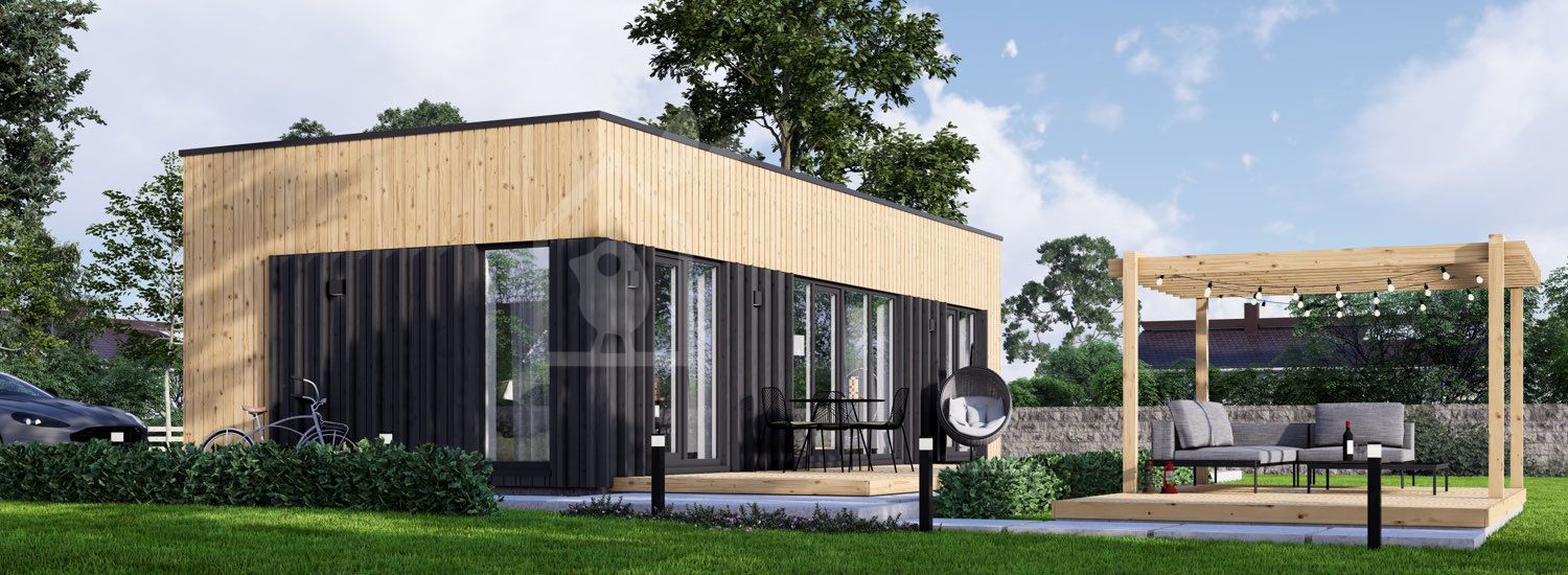 Casa de madeira para habitação PREMIUM RV (Isolamento térmico PLUS, 44 mm + revestimento), 42 m² visualization 1