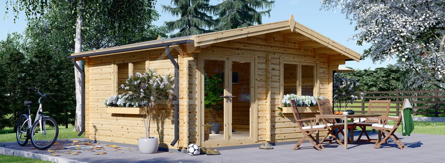 Casa de madeira para jardim WISSOUS (Isolamento térmico, 44+44 mm), 5x5 m, 25 m² visualization 1