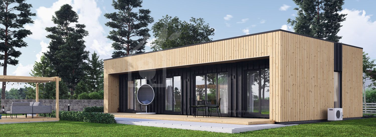 Casa de madeira para habitação KAYA 3 RV (Isolamento térmico PLUS, 44 mm + revestimento), 70 m² visualization 1