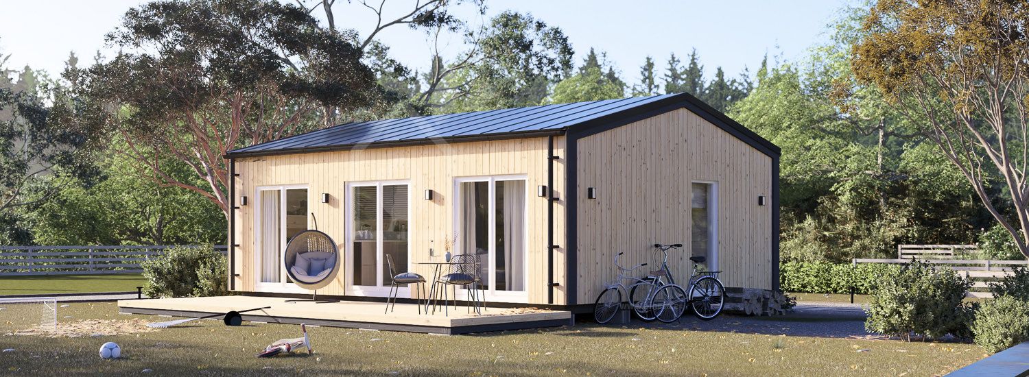 Casa de madeira pré-fabricada ANGELA S (Isolamento térmico, 44 mm + revestimento), 45 m² visualization 1