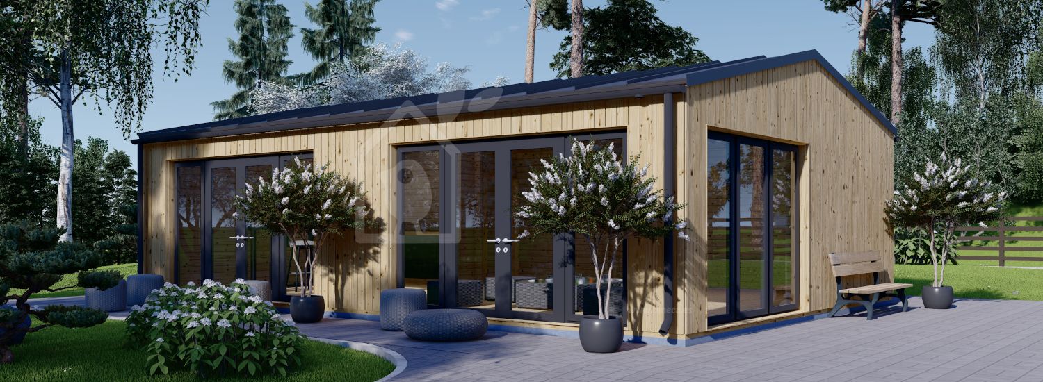 Casa de madeira pré-fabricada MARINA Modern (Isolamento térmico PLUS, 44 mm + revestimento), 48 m² visualization 1