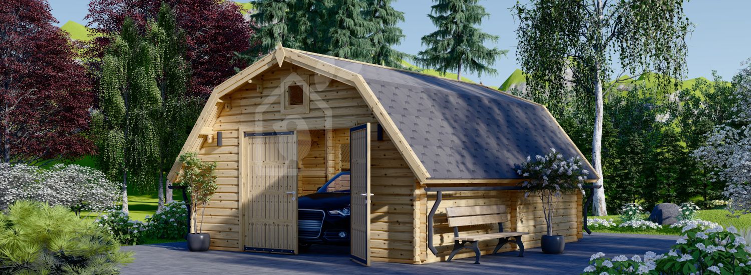 Garagem de madeira pré-fabricada para 1 carro BARN (44 mm), 5x6 m, 30 m² visualization 1