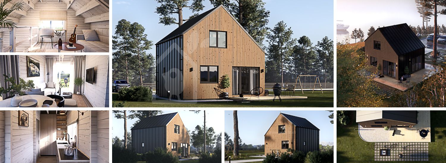 Casa pré-fabricada para habitação SELIA PV (Isolamento térmico PLUS, 44 mm + revestimento), 44 m² visualization 1