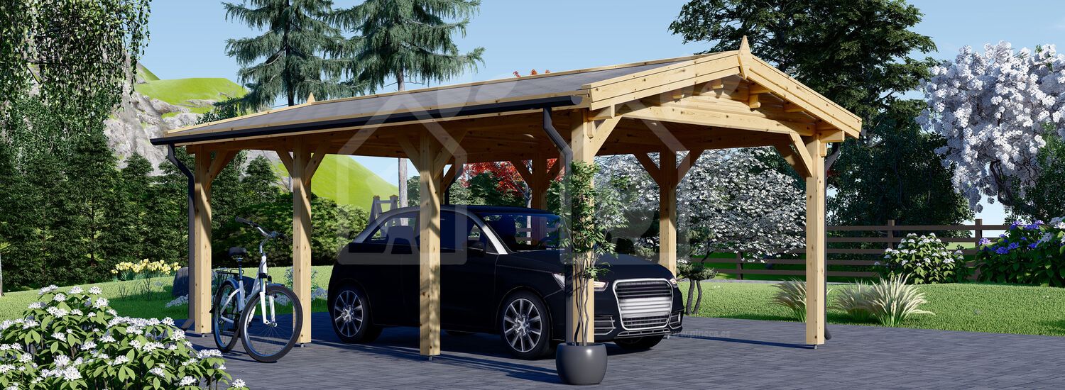 Telheiro para 1 carro em madeira CLASSIC, 3x6 m, 18 m² visualization 1