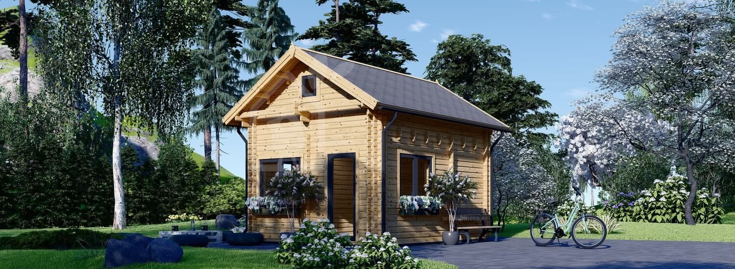 Casa de madeira para jardim AVIGNON S (Isolamento térmico PLUS, 44+44 mm), 20 m² com mezanino de 16 m² visualization 1