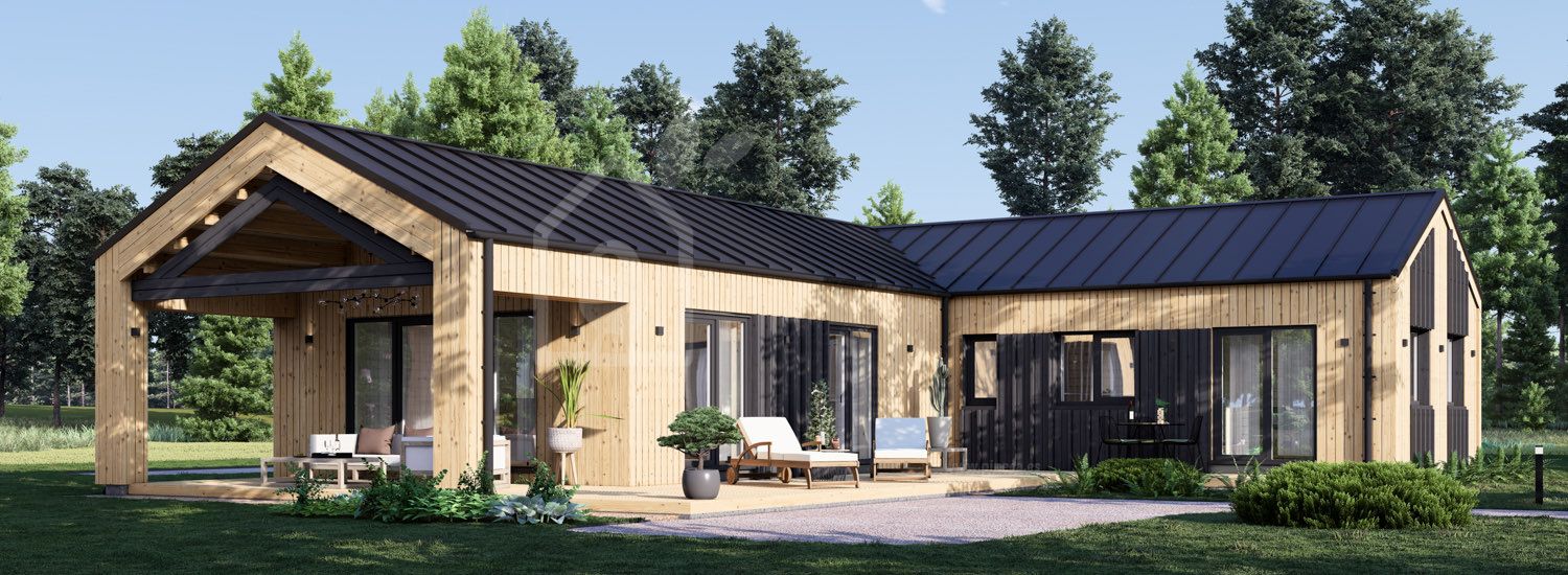 Casa de madeira para habitação TESSA RV (Isolamento térmico PLUS, 44 mm + revestimento), 130 m² visualization 1