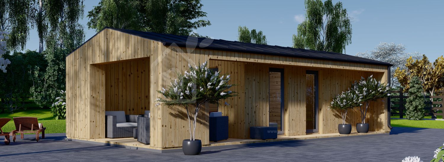 Casa de madeira pré-fabricada ANNA Modern (Isolamento térmico, 34 mm + revestimento), 20 m² com terraço de 16 m² visualization 1