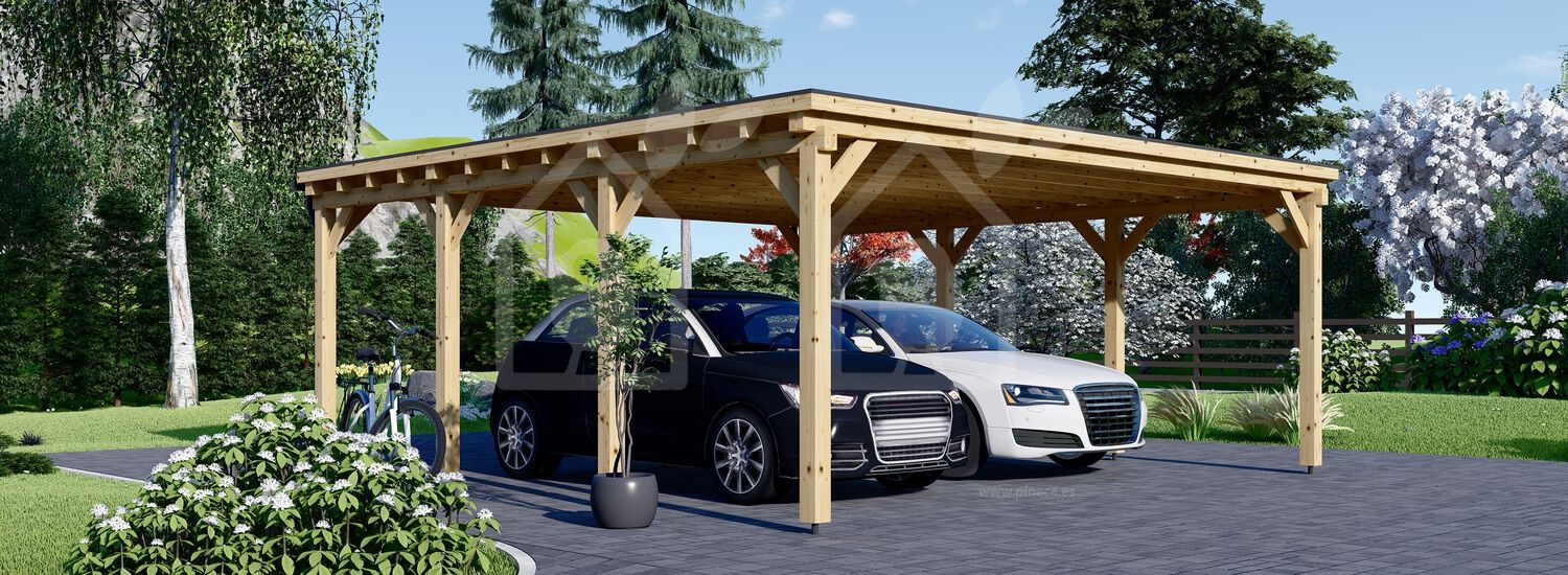 Telheiro para 2 carros em madeira MODERN DUO, 6x6 m, 36 m² visualization 1