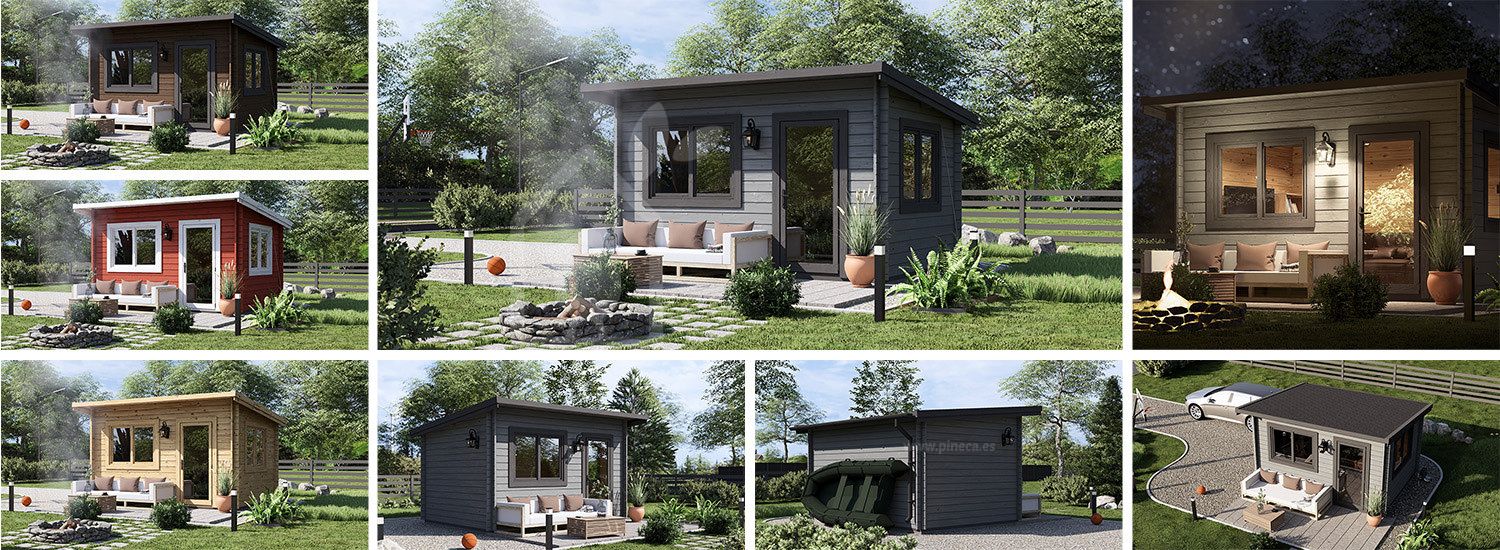 Abrigo de jardim em madeira DREUX F com telhado plano (34 mm), 4x3 m, 12 m² visualization 1