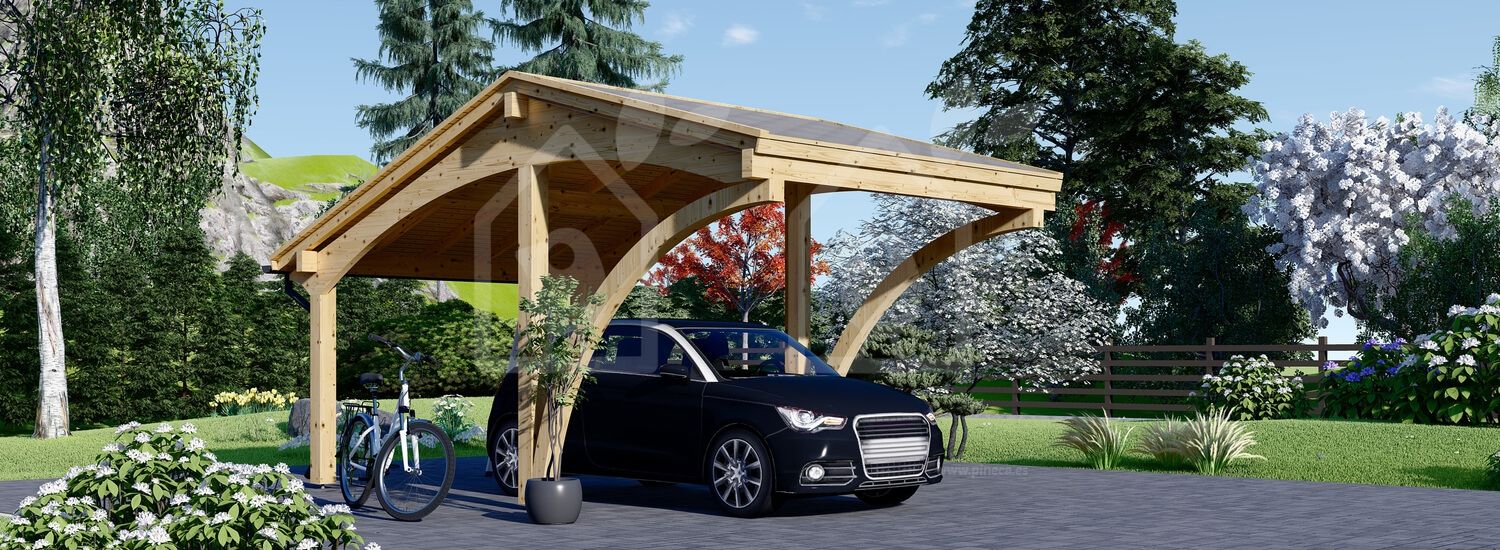 Telheiro para 1 carro em madeira CORA, 3x5.9 m, 18 m² visualization 1