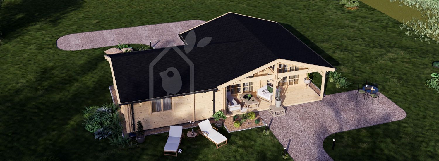 Casa de madeira pré-fabricada ADELE S (Isolamento térmico, 44+44 mm), 60 m² visualization 1