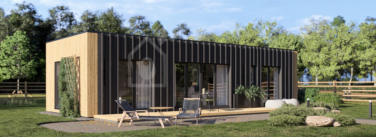 Casa de madeira para habitação BELLA I RV (Isolamento térmico PLUS, 44 mm + revestimento), 46 m² visualization 1