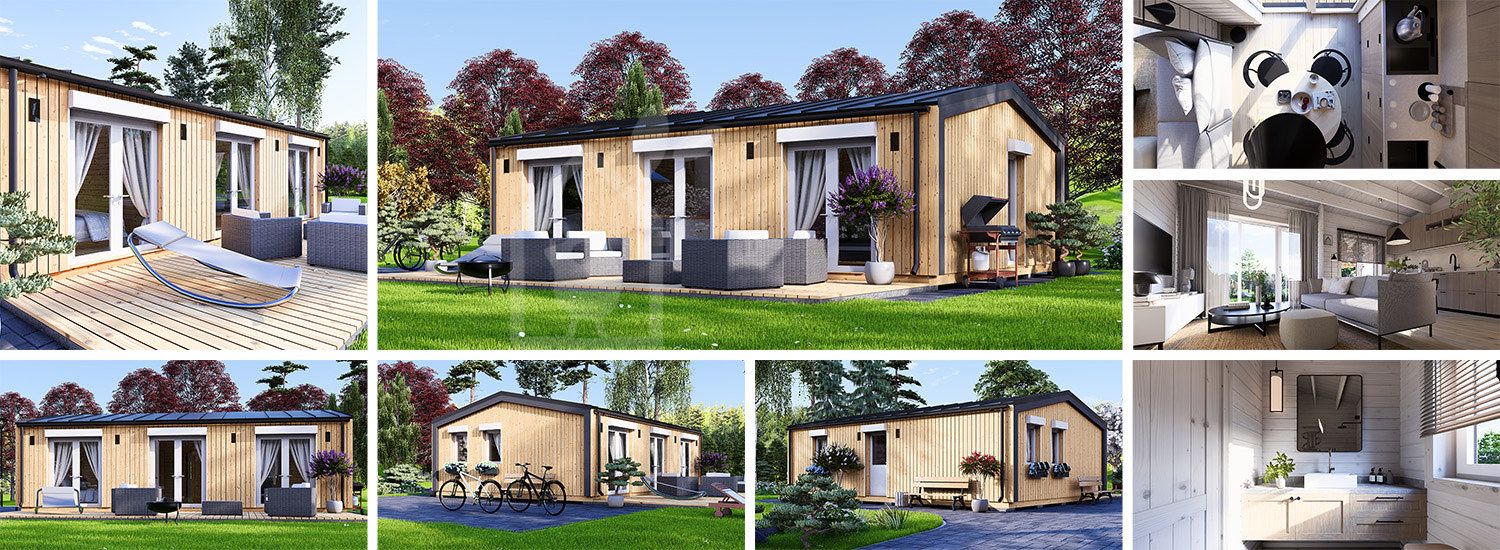 Casa de madeira pré-fabricada ANGELA S (Isolamento térmico, 44 mm + revestimento), 50 m² visualization 1