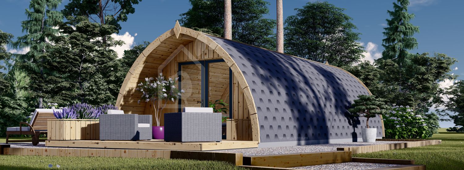 Casa de madeira pré-fabricada BRETA (44 mm), 4x8 m, 32 m² visualization 1