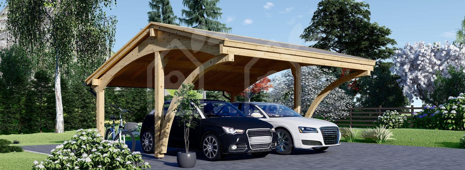 Telheiro para 2 carros em madeira CORA DUO, 5.9x5.9 m, 35 m² visualization 1