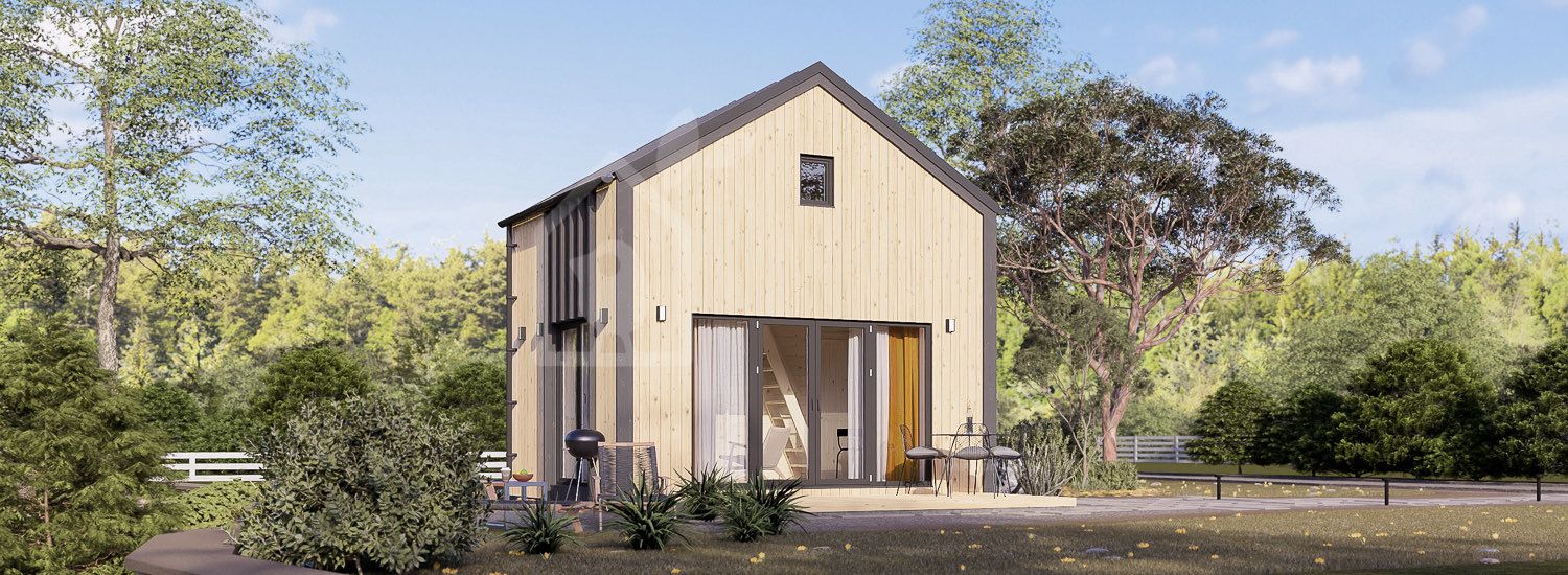 Casa de madeira pré-fabricada SARA RV (Isolamento térmico PLUS, 34 mm + revestimento), 20 m² visualization 1