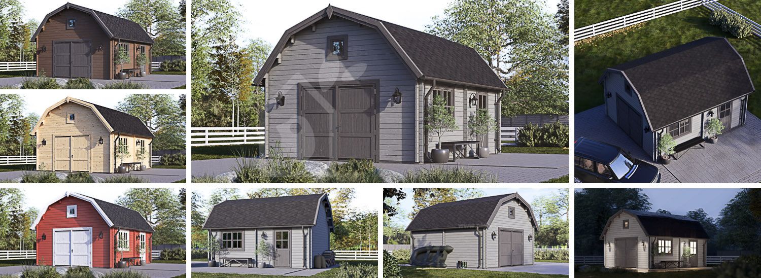 Garagem de madeira pré-fabricada para 1 carro MISSISSIPPI (44 mm), 5x6 m, 30 m² visualization 1