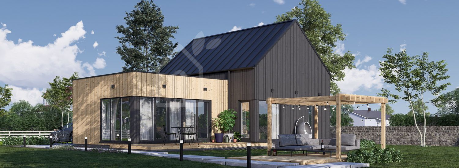 Casa de madeira para habitação MIRABEL RV (Isolamento térmico PLUS, 44 mm + revestimento), 70 m² visualization 1
