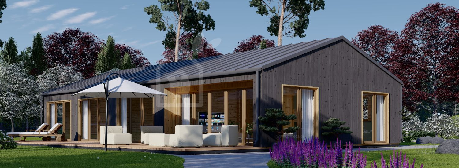 Casa de madeira pré-fabricada ELIZA (Isolamento térmico, 44 mm + revestimento), 130 m² visualization 1