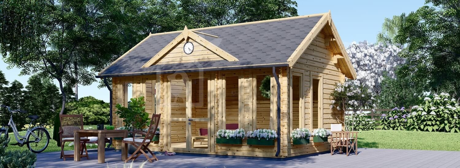 Casa de madeira para jardim CLOCKHOUSE (Isolamento térmico, 34+34 mm), 5.5x4 m, 22 m² visualization 1