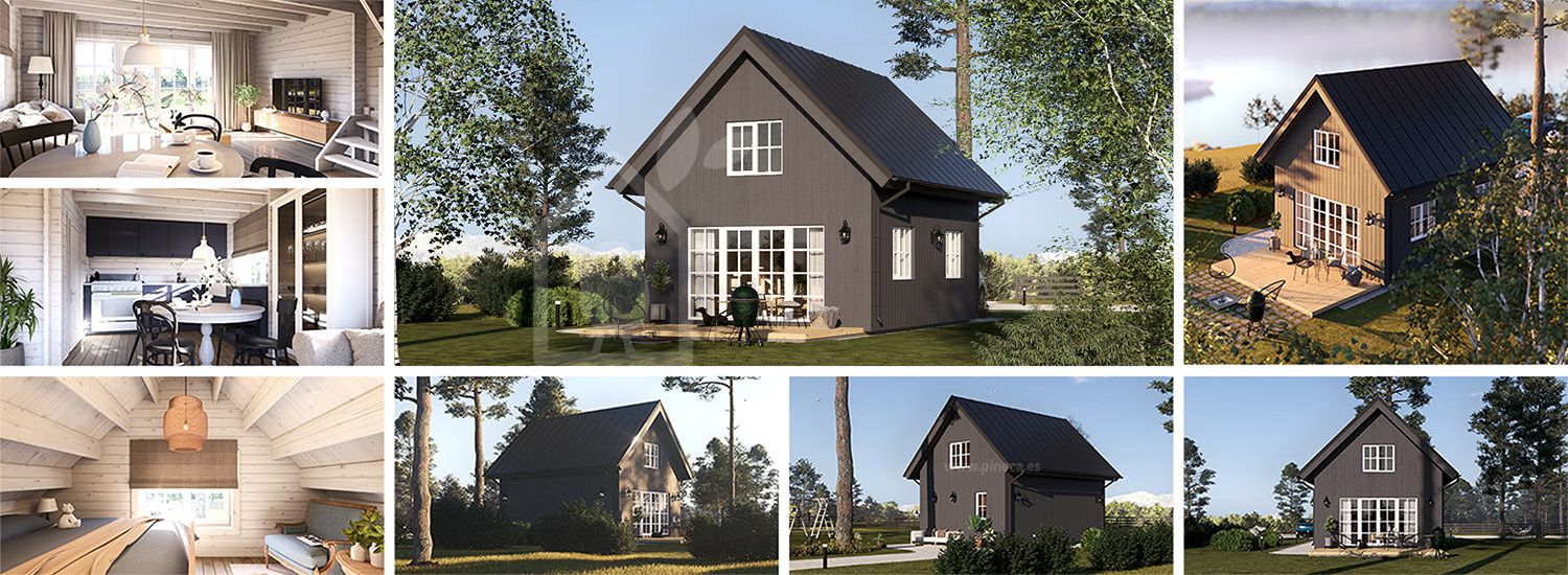 Casa pré-fabricada para habitação KARINA PV (Isolamento térmico PLUS, 44 mm + revestimento), 46 m² visualization 1